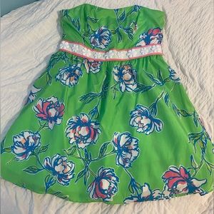 Lilly Pulitzer Strapless Green Langley Dress size 12.